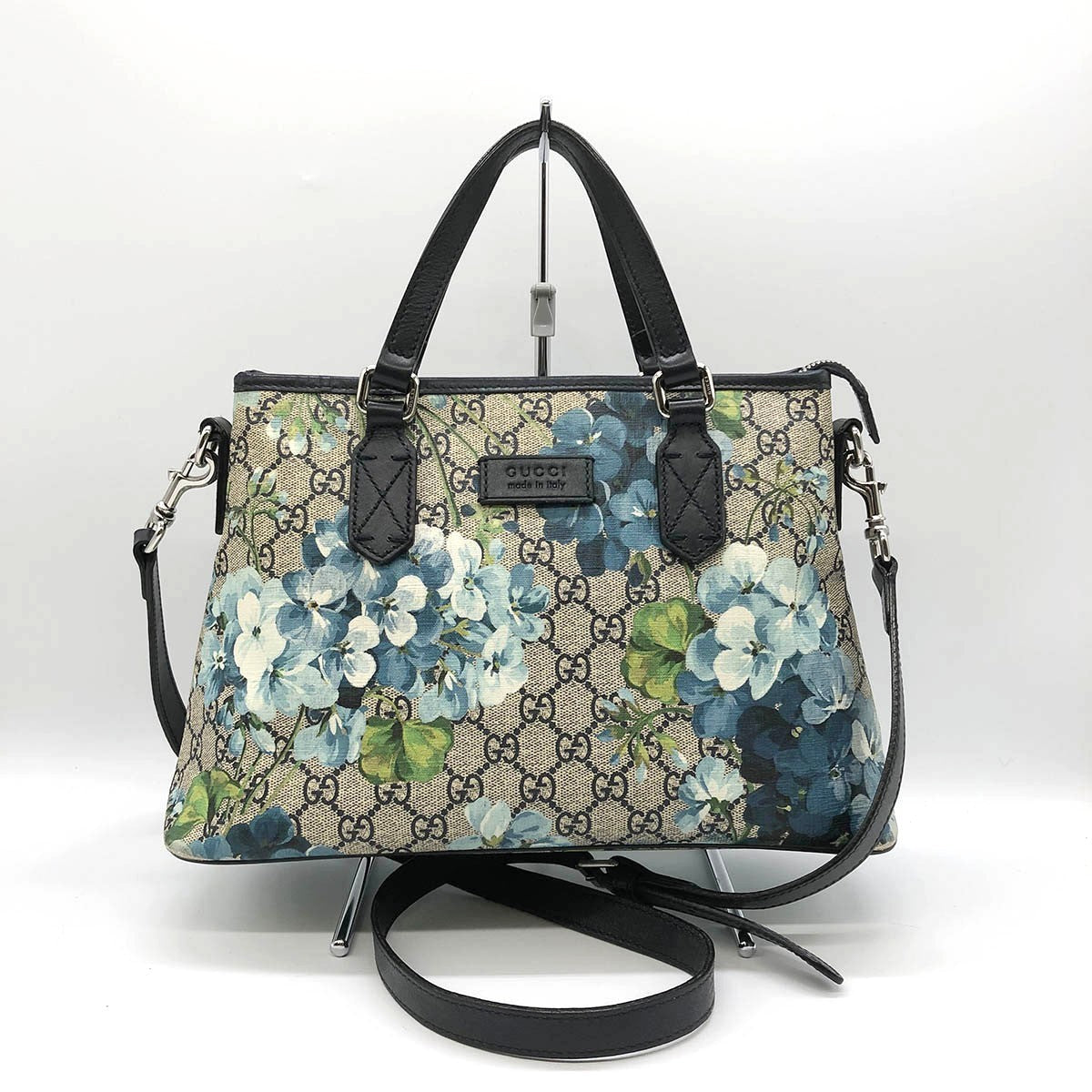 Gucci 429019 GG Blooms 2-Way Handbag/Shoulder Bag Brown/Blue Pre-owned