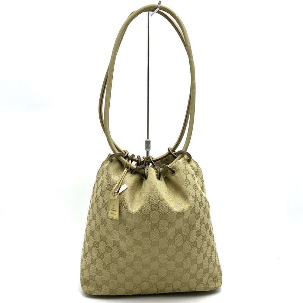 Gucci 90644 Shoulder Bag with Pouch, Beige GG Canvas with Gold Hardware PRE-OWNED
