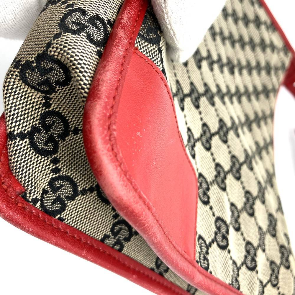 Gucci 001 4205 Shoulder Bag GG Canvas/Leather Brown/Red Pre-owned