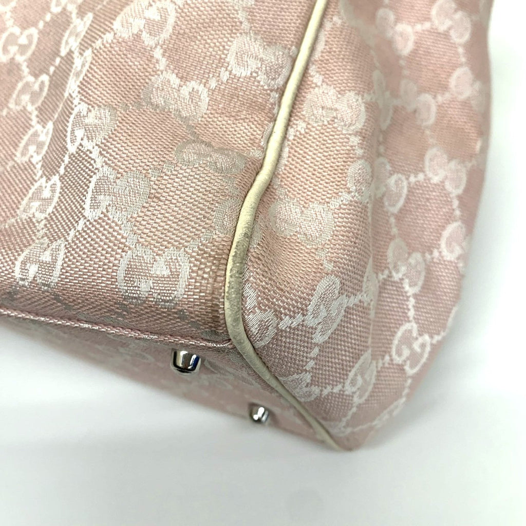 Gucci 145810 Sherry Line Tote Bag GG Canvas Pink Pre-owned