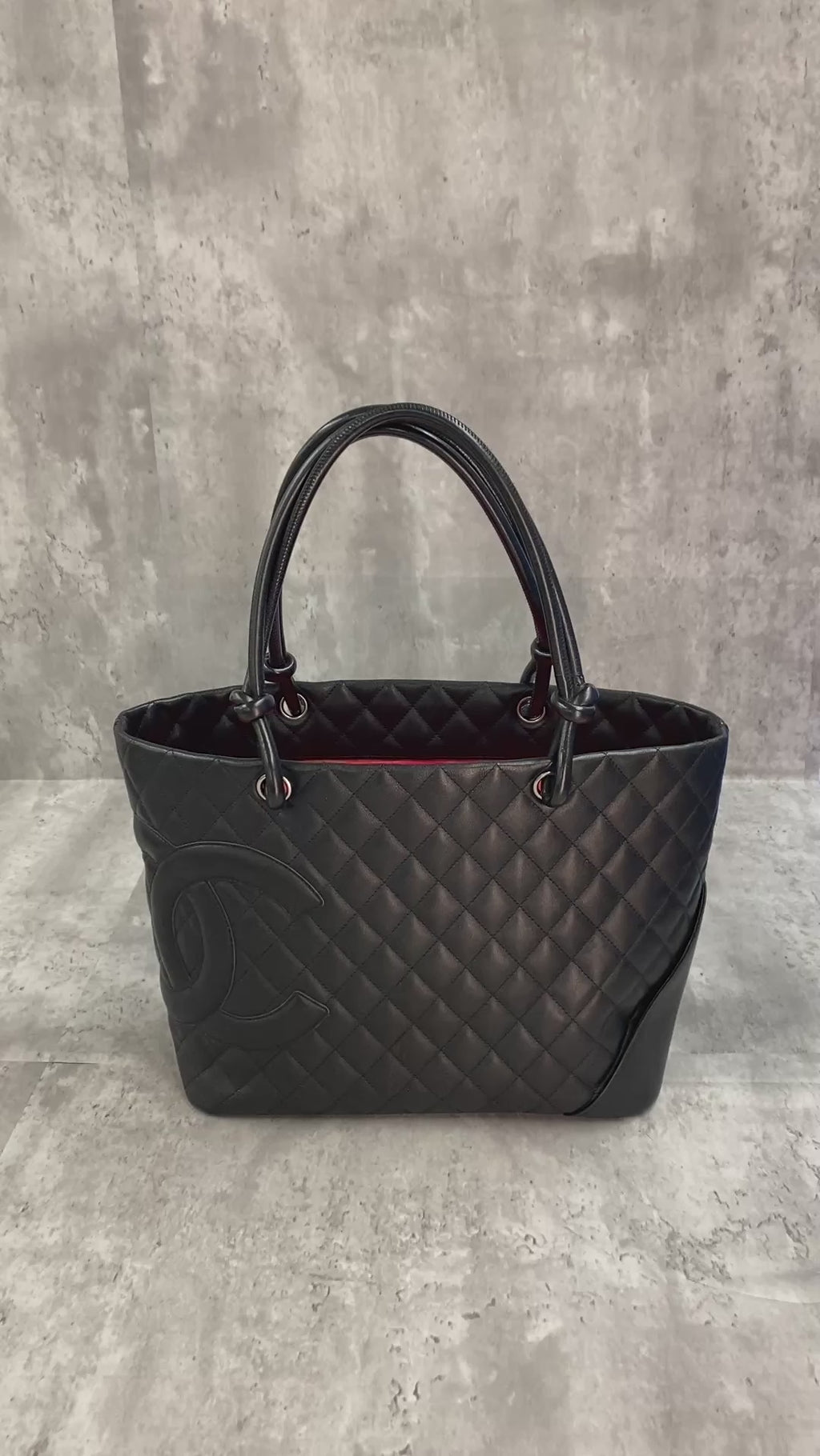 CHANEL Cambon Large Tote Bag, Handbag, Shoulder Bag, Calfskin, Black, Women's/Men's, Vintage, Used Fashion PRE-OWNED