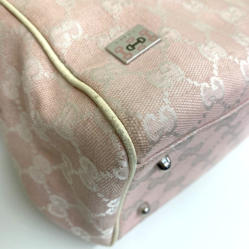 Gucci 145810 Sherry Line Tote Bag GG Canvas Pink Pre-owned