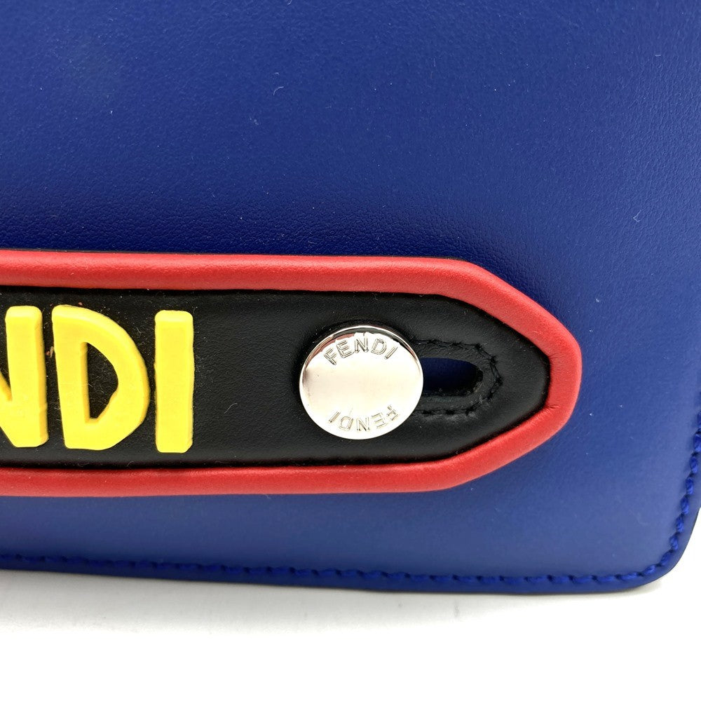 Fendi 7VA350 Vocabulary "Think" Clutch Bag/Pouch Leather Blue Pre-owned