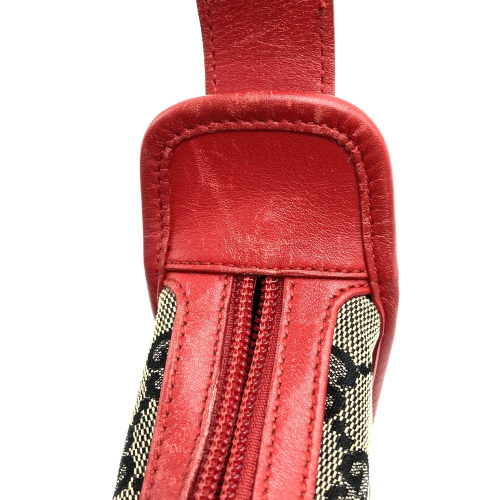 Gucci 001 4205 Shoulder Bag GG Canvas/Leather Brown/Red Pre-owned