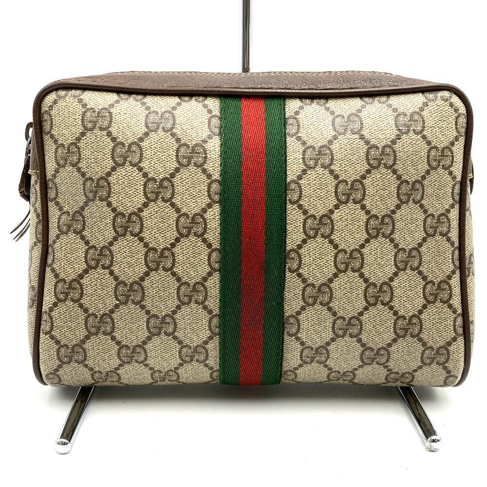 Old Gucci 156 01 012 Clutch Bag/Second Bag Sherry Line GG Supreme Canvas Beige PRE-OWNED