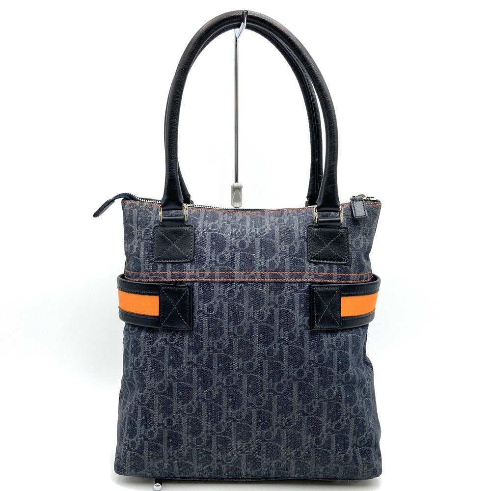 Dior Trotter Flight Line Tote Bag Canvas/Leather Navy/Orange Pre-owned