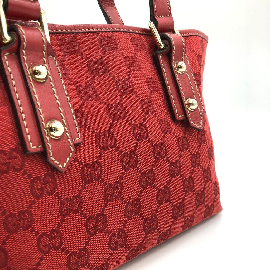Gucci 257249 Handbag Mini Bag Small Red GG Canvas/Leather PRE-OWNED
