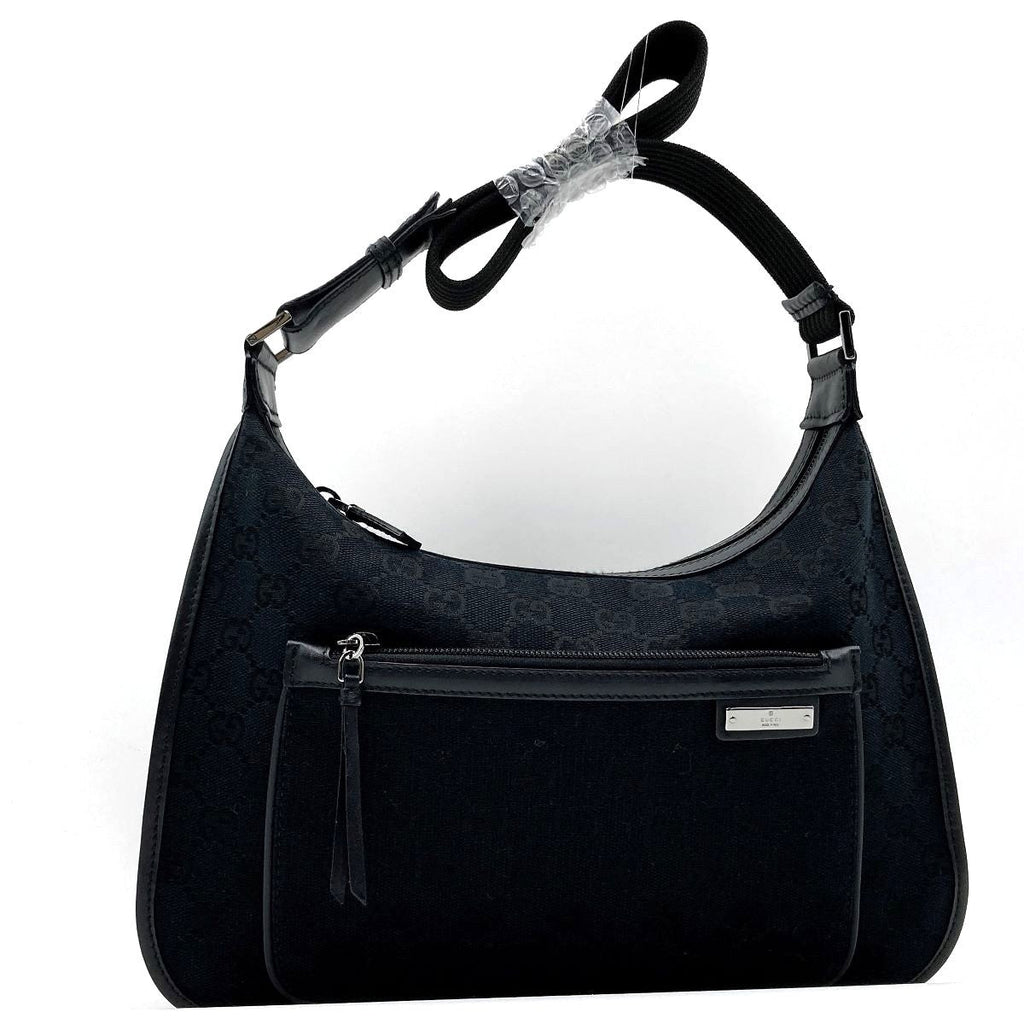 Gucci 001 4198 Shoulder Bag in GG Canvas, Black PRE-OWNED