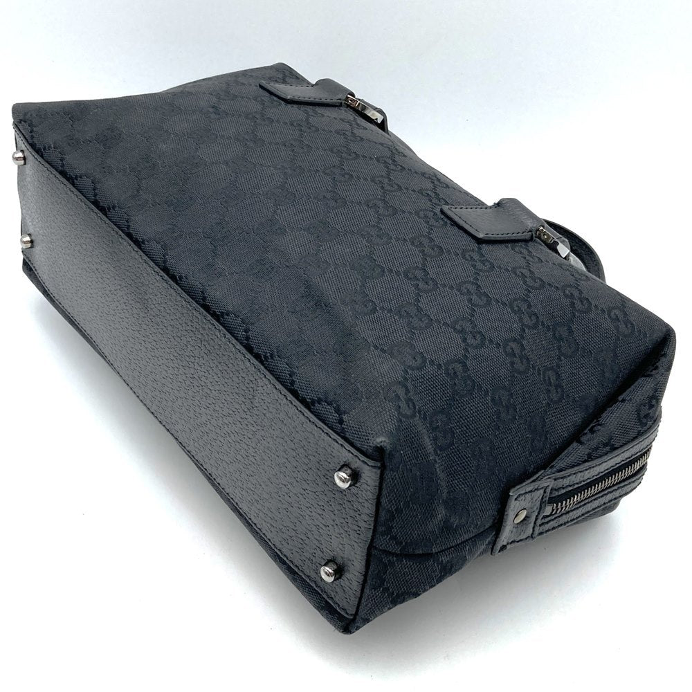 Gucci 113009 Handbag Black GG Canvas/Leather Luxury Brand PRE-OWNED