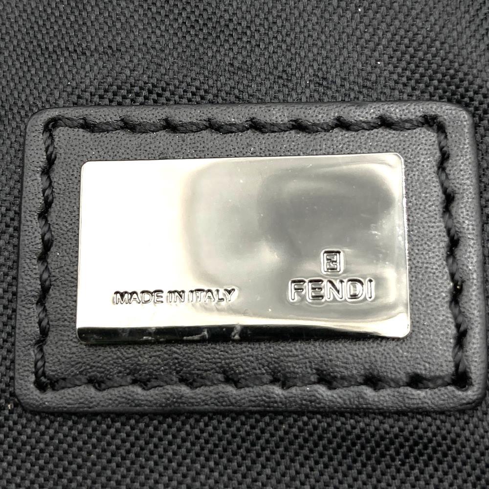 Fendi 8BR249 Zucchino Accessory Pouch Mini Bag in Canvas and Leather, Black PRE-OWNED