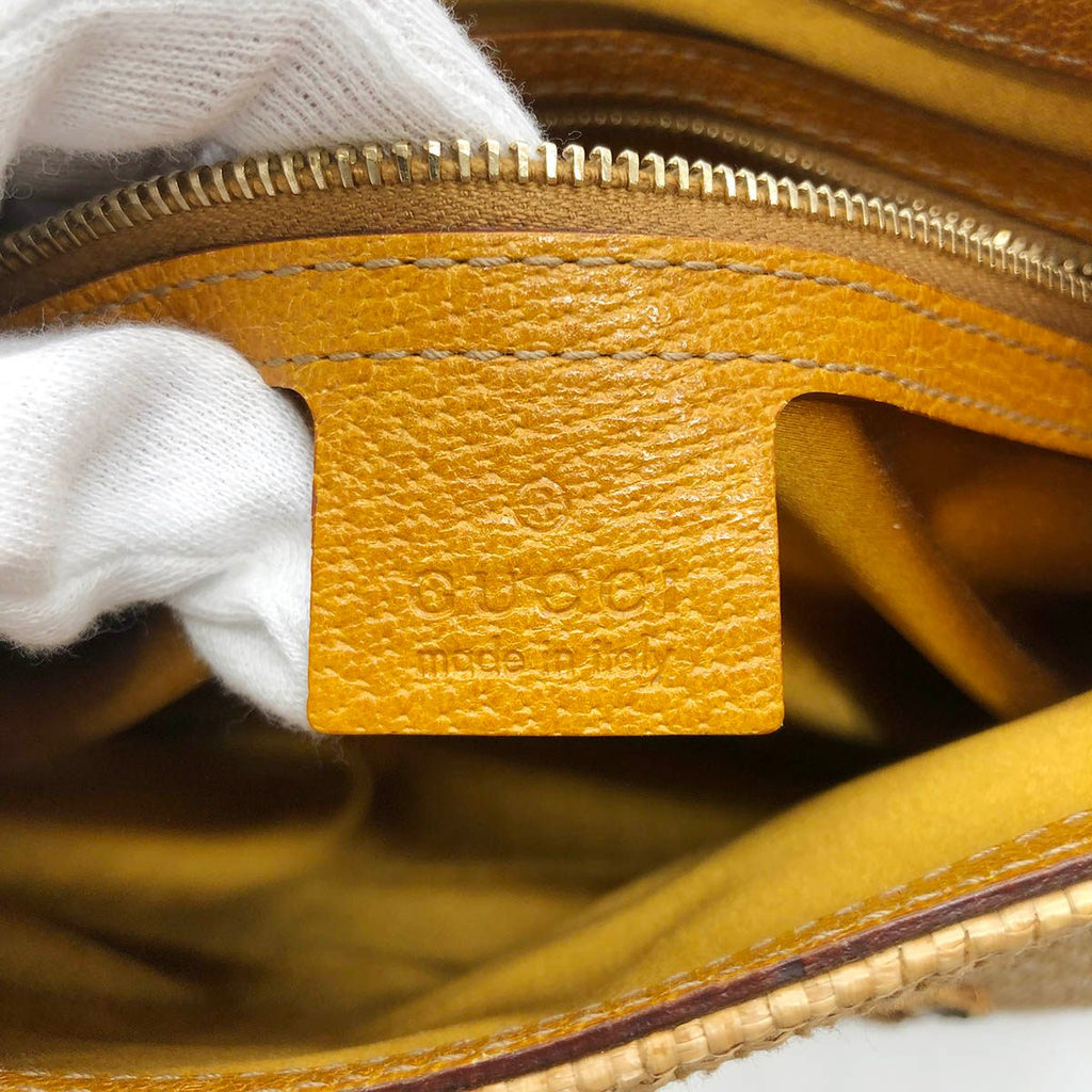 [CLEARANCE]Gucci 140040 New Jackie One-Shoulder Bag, Embroidered Straw Leather, Yellow, Beige, Orange PRE-OWNED