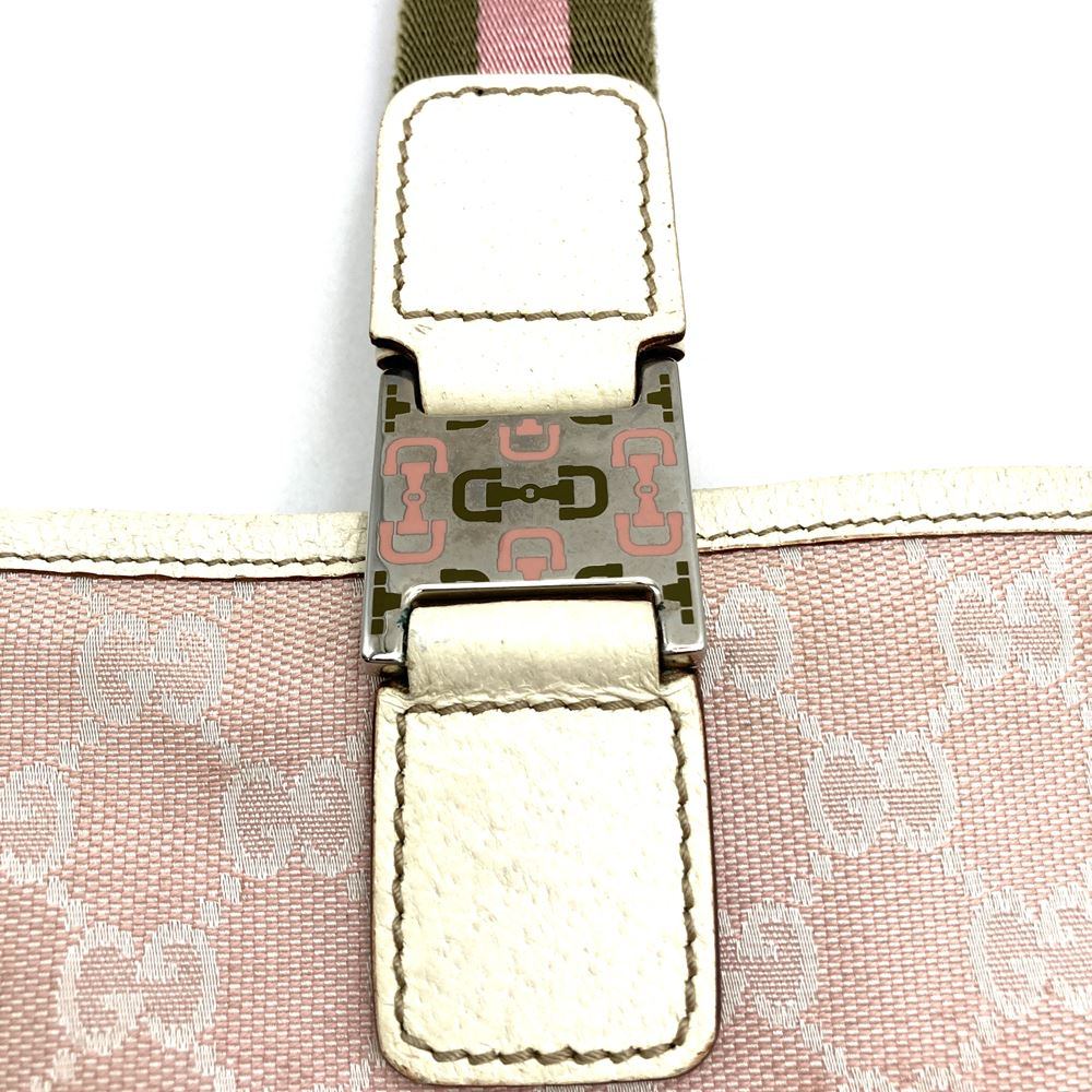 Gucci 145810 Sherry Line Tote Bag GG Canvas Pink Pre-owned