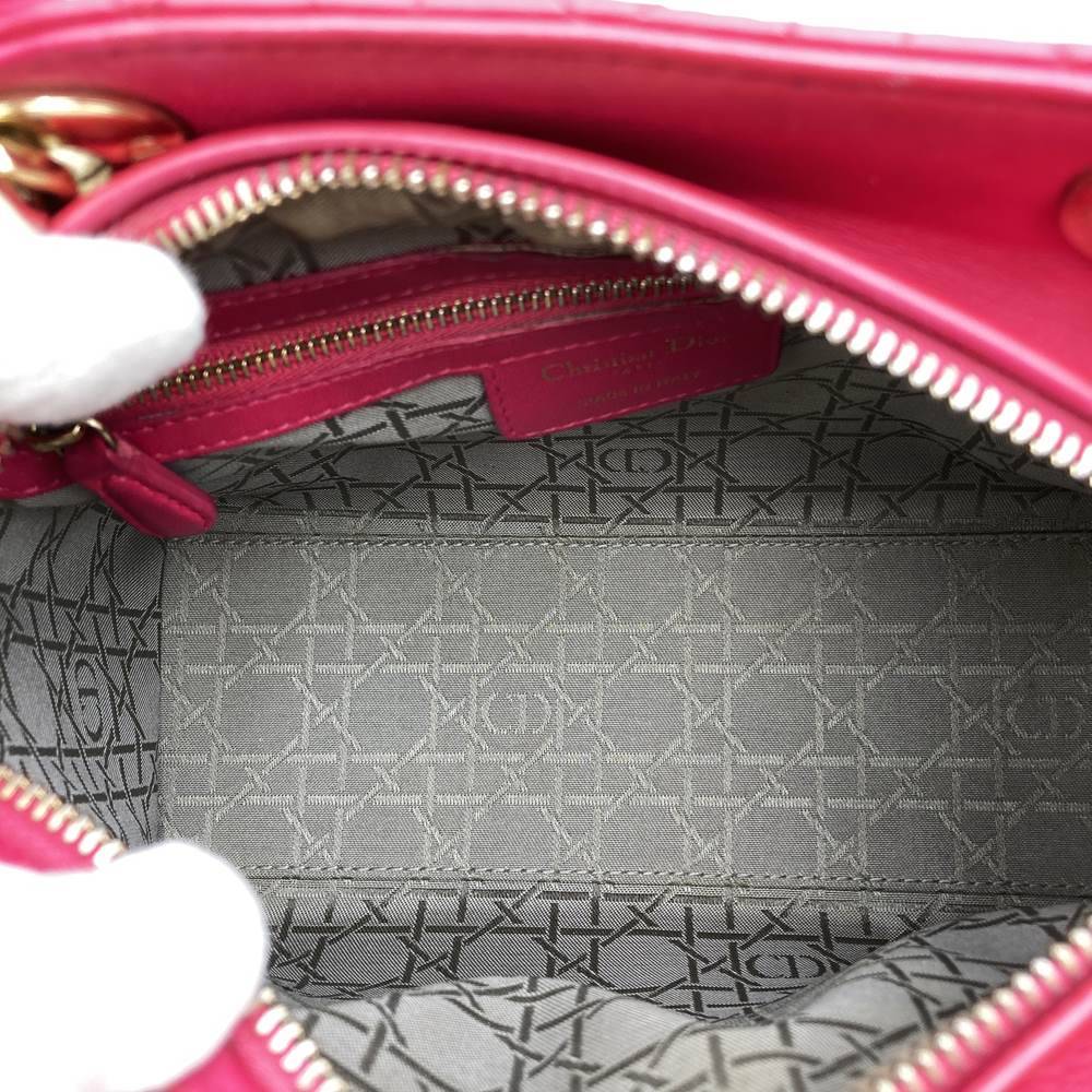 Dior Lady Dior Medium 2-Way Shoulder Bag/Handbag Leather Pink Pre-owned