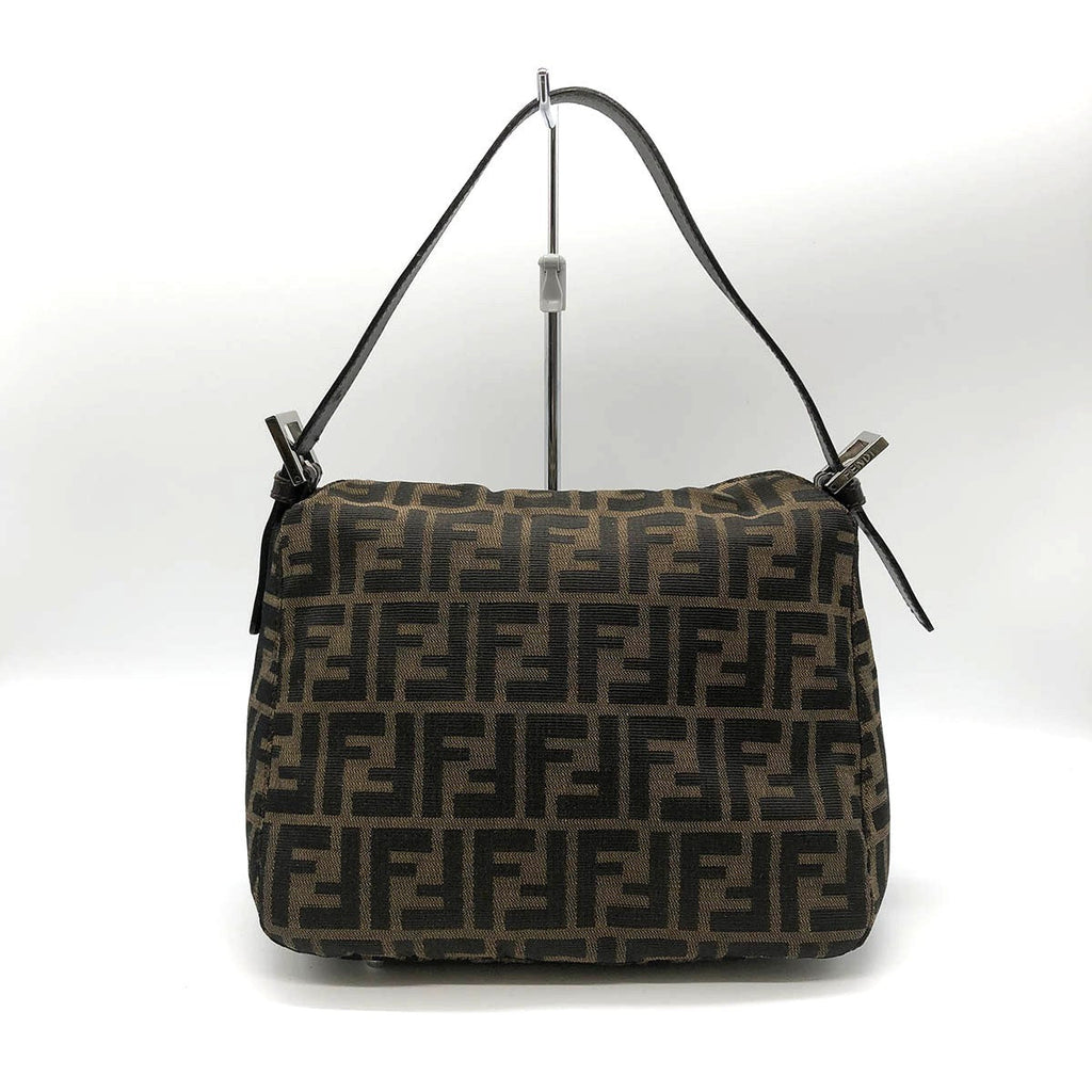 Fendi Mamma Baguette handbag in brown Zucca canvas with silver hardware PRE-OWNED