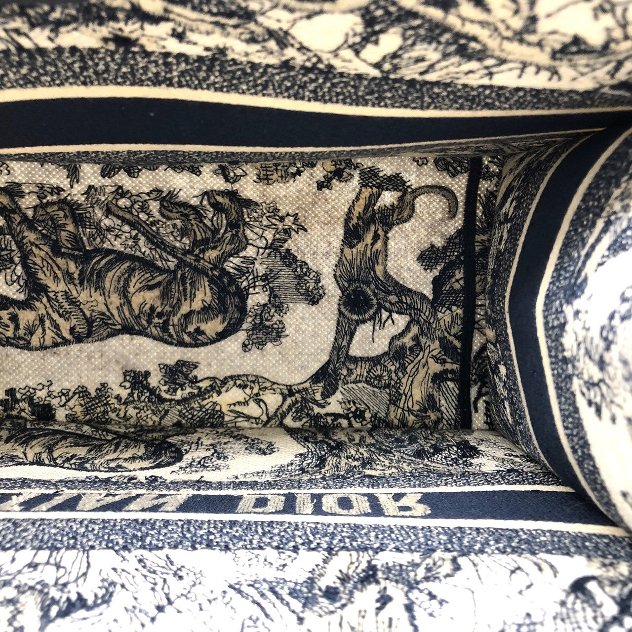 Christian Dior Book Tote Medium Toile de Jouy Sauvage Tote Bag Canvas Navy Pre-owned
