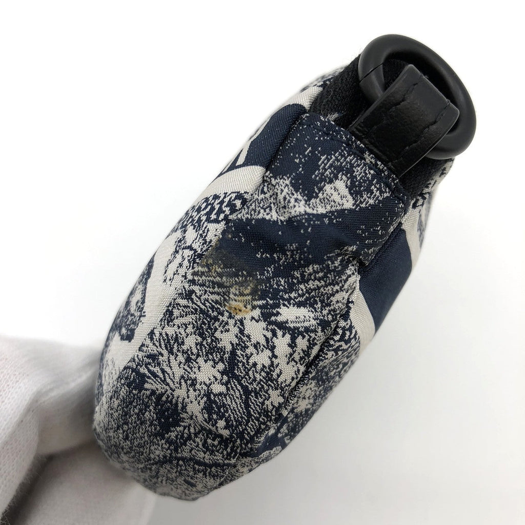 Christian Dior coin case in white/blue with tiger print on fabric PRE-OWNED
