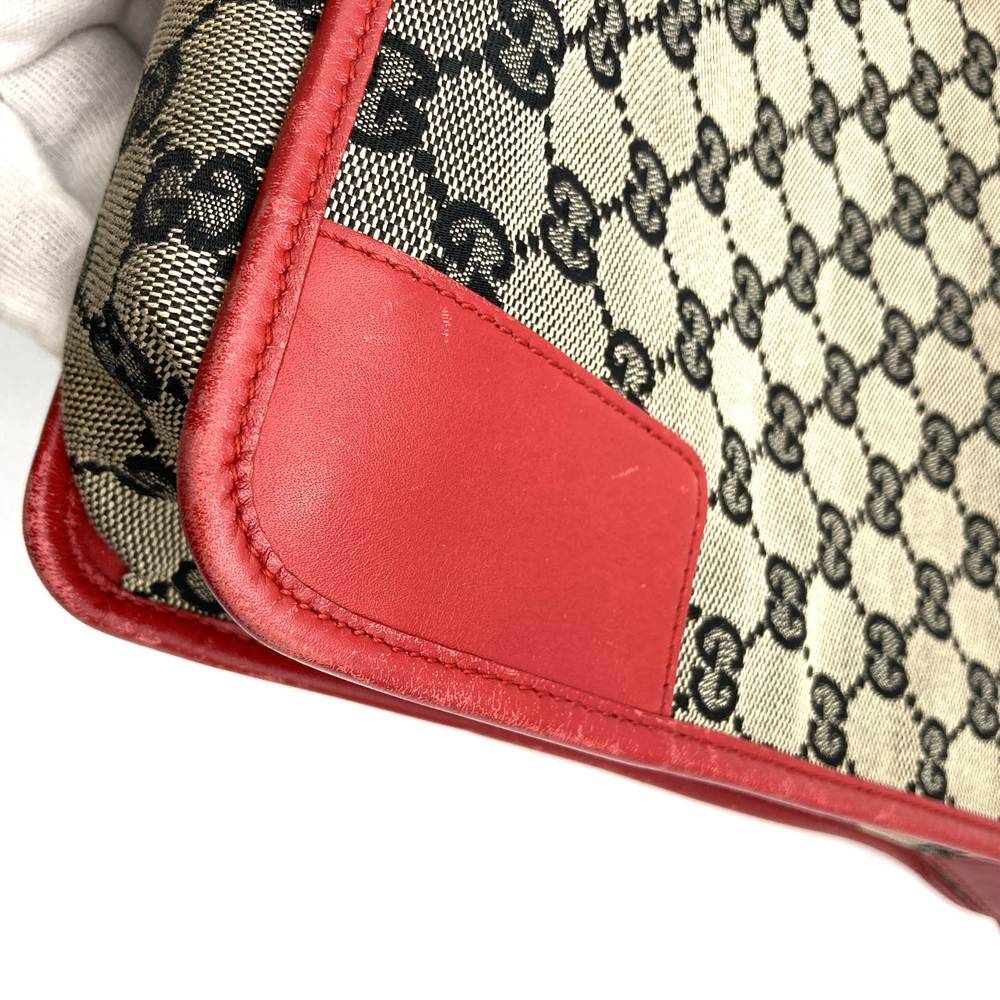Gucci 001 4205 Shoulder Bag GG Canvas/Leather Brown/Red Pre-owned