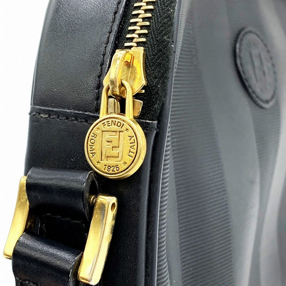 Fendi Pecan Shoulder Bag PVC/Leather Black Pre-owned