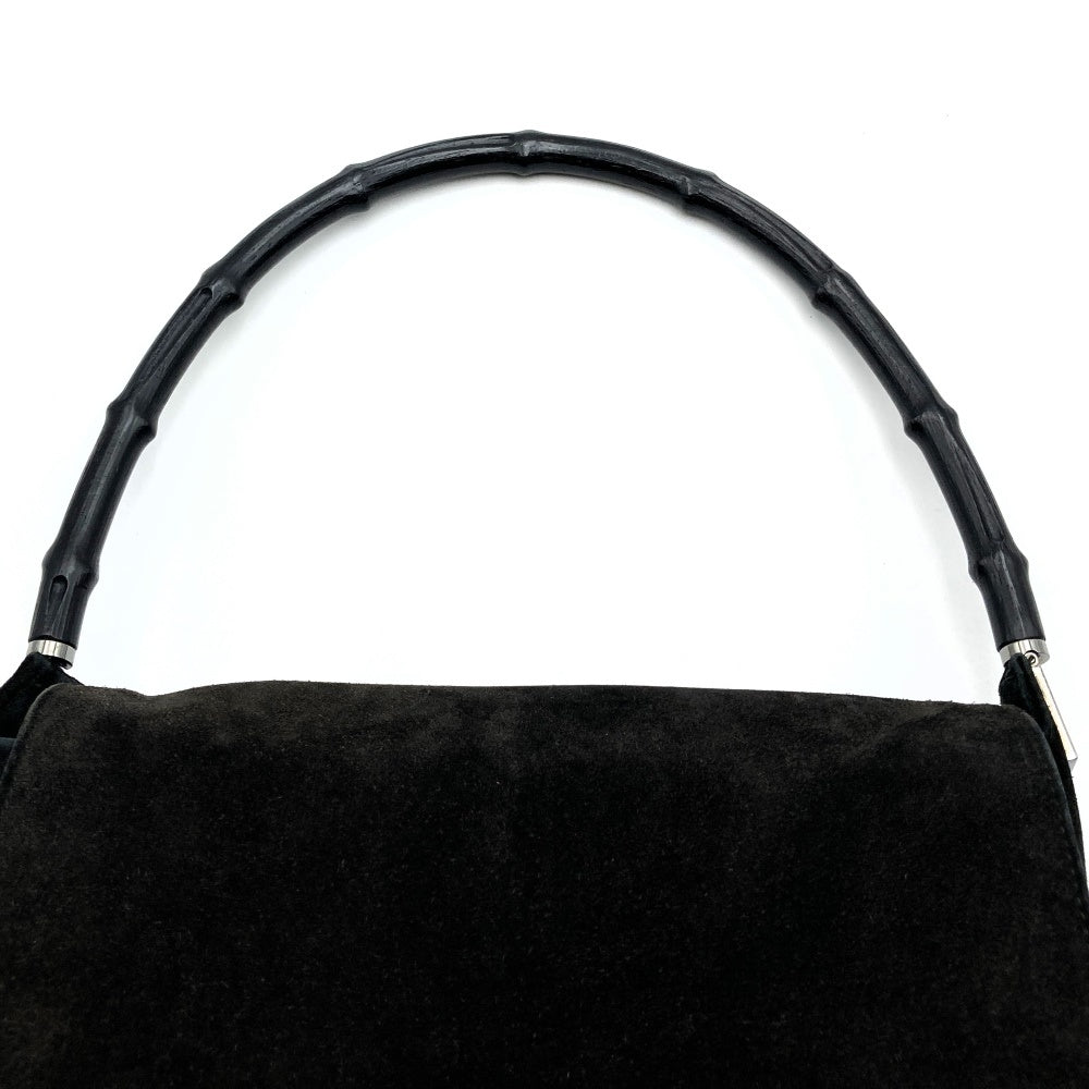 Gucci Bamboo Handbag/Shoulder Bag Suede Black Pre-owned