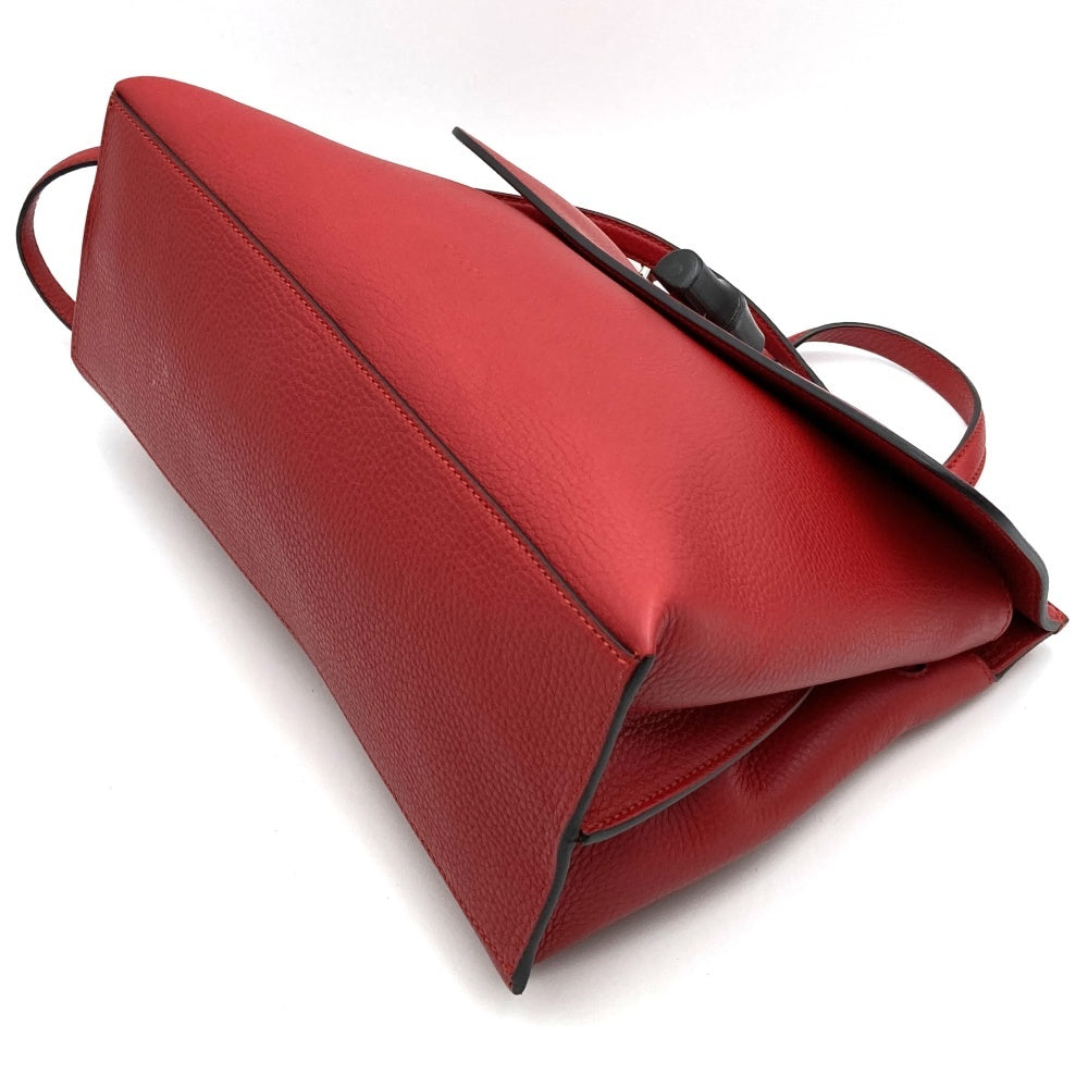 Gucci 392013 Bamboo 2-Way Handbag/Shoulder Bag Leather Red Pre-owned