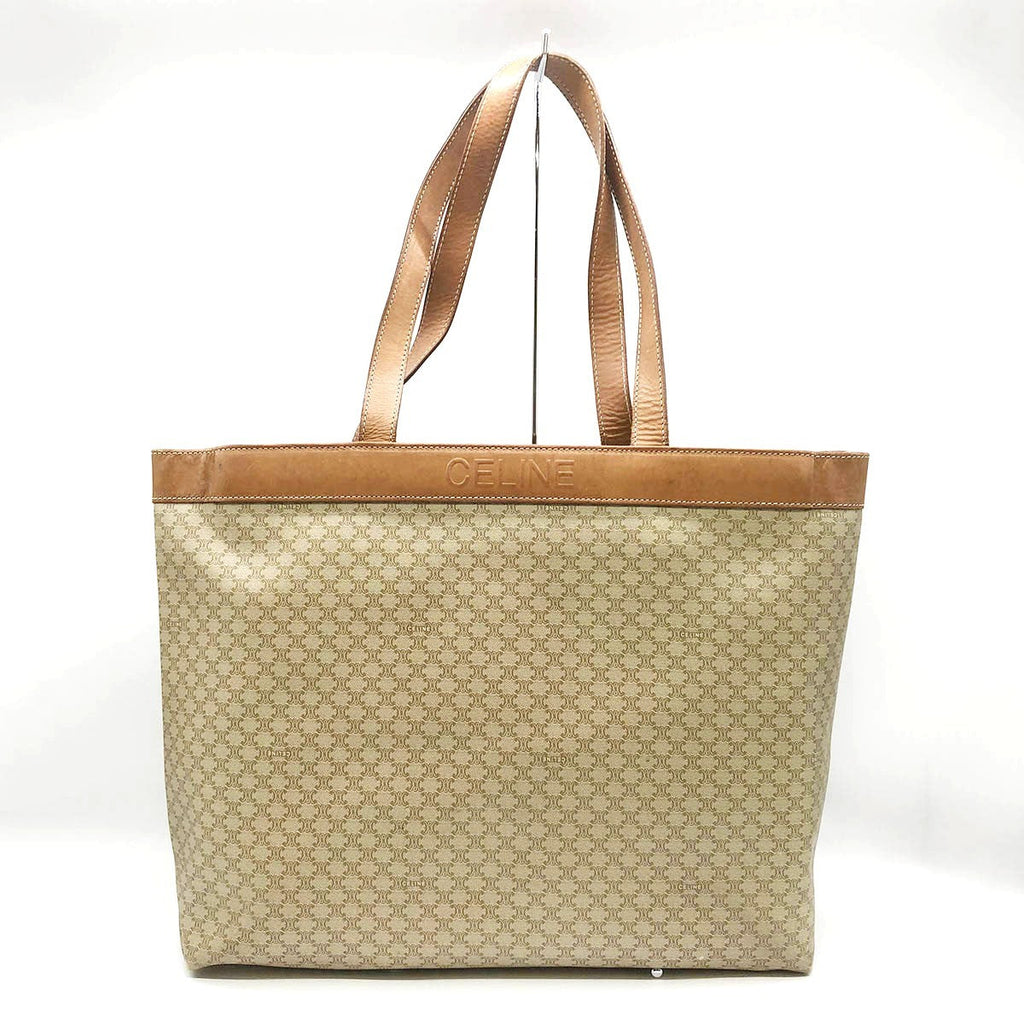 Celine M10 Macadam Big Tote Bag PVC Beige/Brown Pre-owned