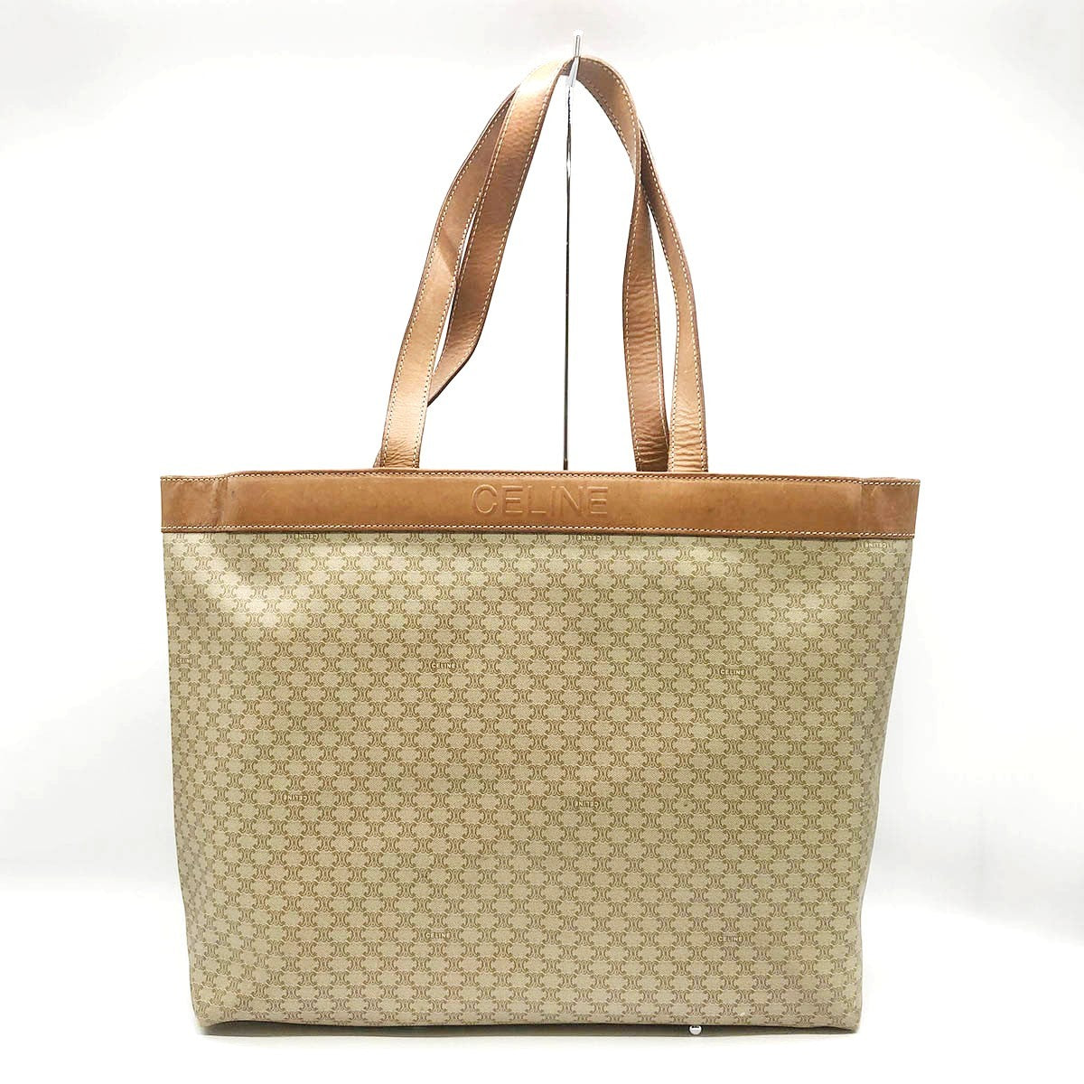 Celine M10 Macadam Big Tote Bag PVC Beige/Brown Pre-owned