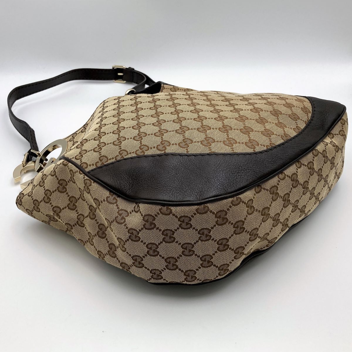 Gucci 203503 Charlotte Shoulder Bag in GG Canvas and Leather, Brown PRE-OWNED