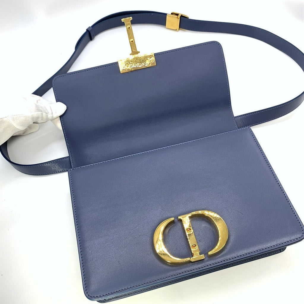 Christian Dior 30 Montaigne Crossbody Shoulder Bag Leather Blue Pre-owned