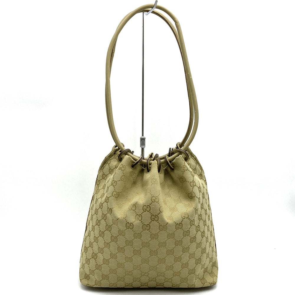 Gucci 90644 Shoulder Bag with Pouch, Beige GG Canvas with Gold Hardware PRE-OWNED