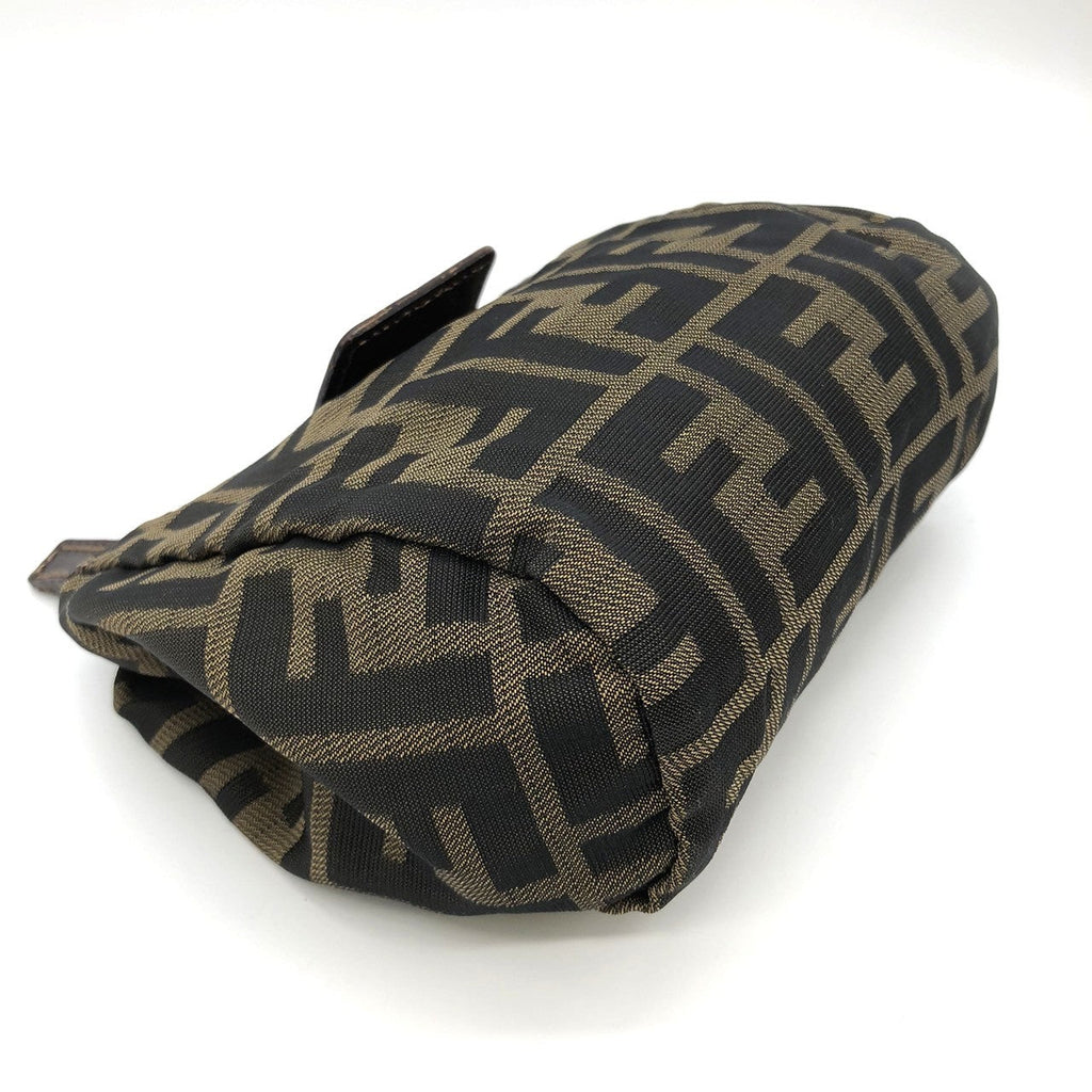 Fendi  Zucca 2241-26539-098 Pouch Khaki/Brown Nylon/Leather PRE-OWNED