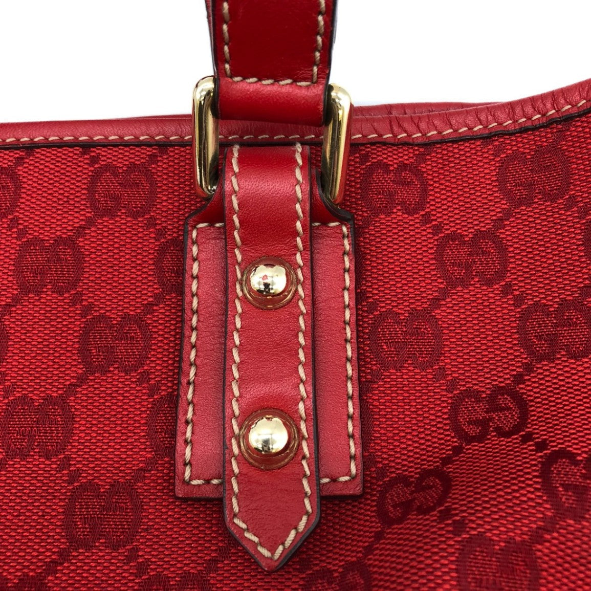 Gucci 257249 Handbag Mini Bag Small Red GG Canvas/Leather PRE-OWNED