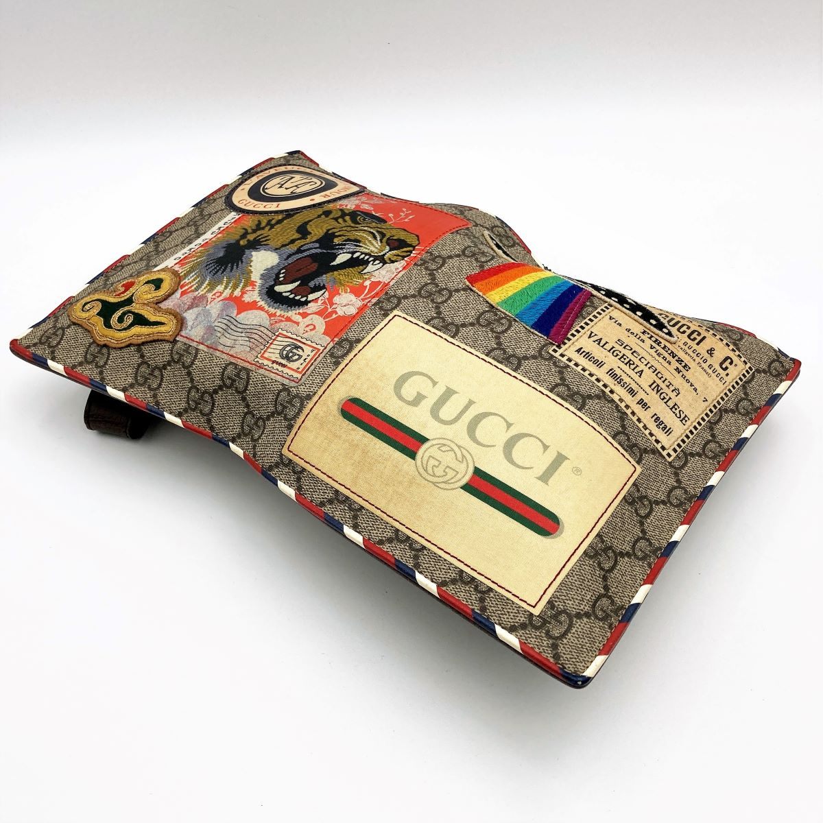 Gucci 473915 Courier Clutch Bag with GG Supreme Multi-Patch PVC in Multicolor PRE-OWNED