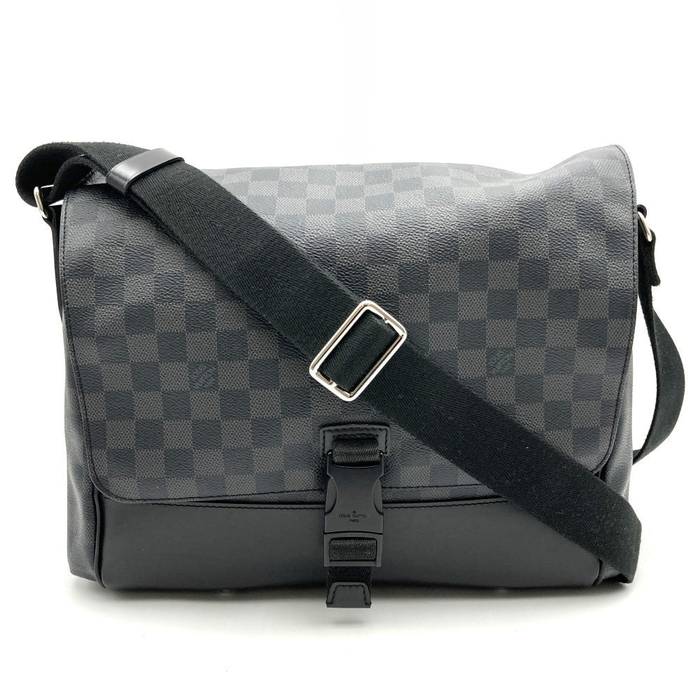 Louis Vuitton N41458 Messenger MM Crossbody Shoulder Bag Damier Graphite PVC/Leather Black Pre-owned