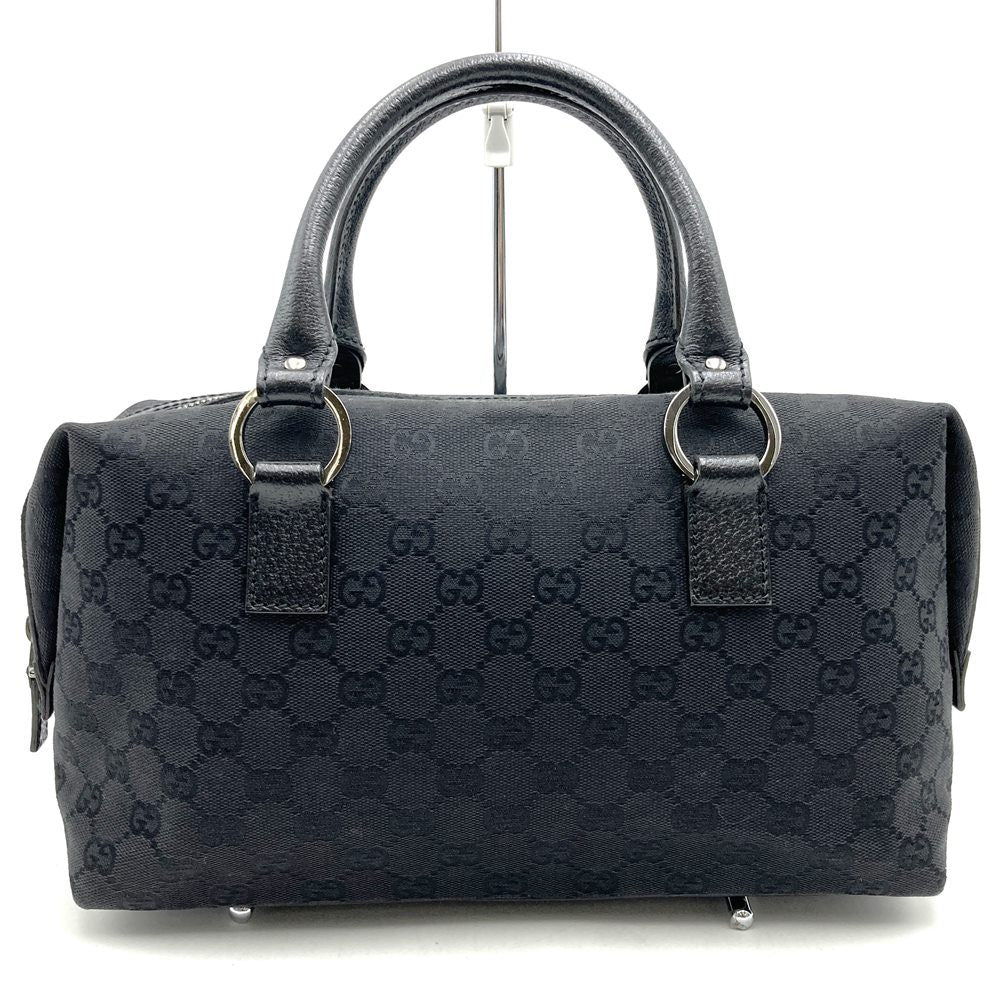 Gucci 113009 Handbag Black GG Canvas/Leather Luxury Brand PRE-OWNED