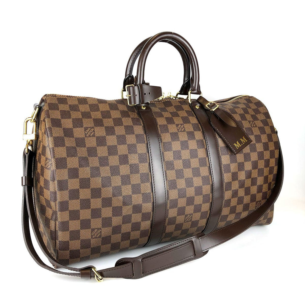 Louis Vuitton Keepall Bandouliere 45 N41428 Boston/Shoulder Bag, 2-Way, Damier Canvas/Leather, Damier Ebene Brown, Travel Bag, Unisex, Women's/Men's PRE-OWNED