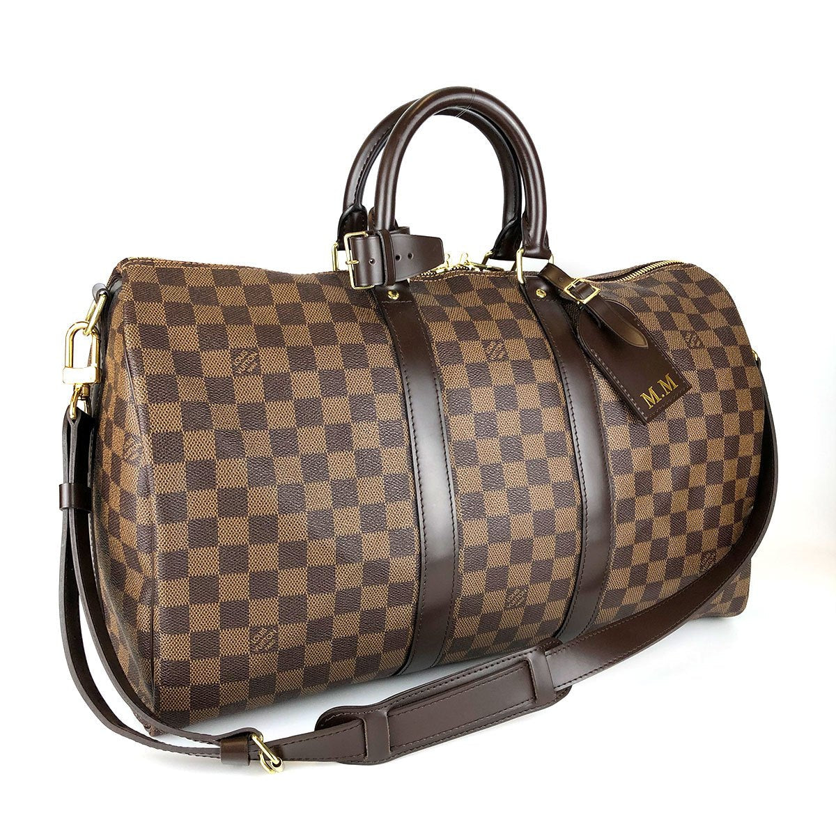 Louis Vuitton Keepall Bandouliere 45 N41428 Boston/Shoulder Bag, 2-Way, Damier Canvas/Leather, Damier Ebene Brown, Travel Bag, Unisex, Women's/Men's PRE-OWNED