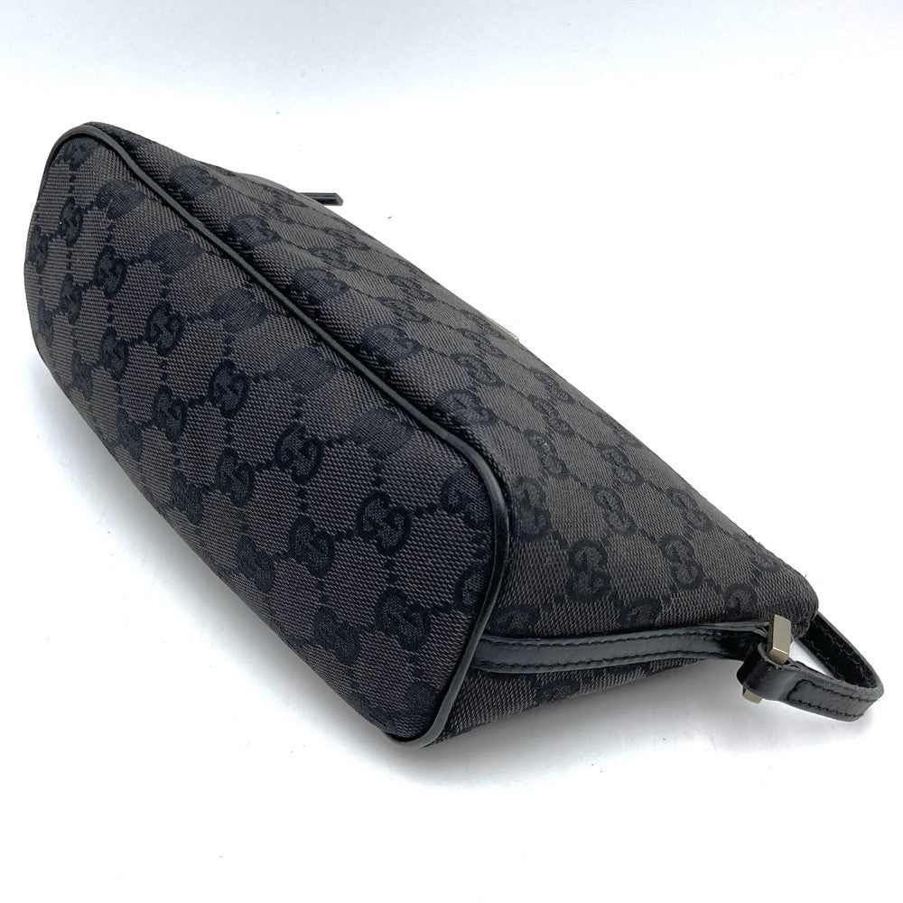 Gucci 039 1103 Handbag Accessory Pouch Black GG Canvas Brand High-End Brand PRE-OWNED