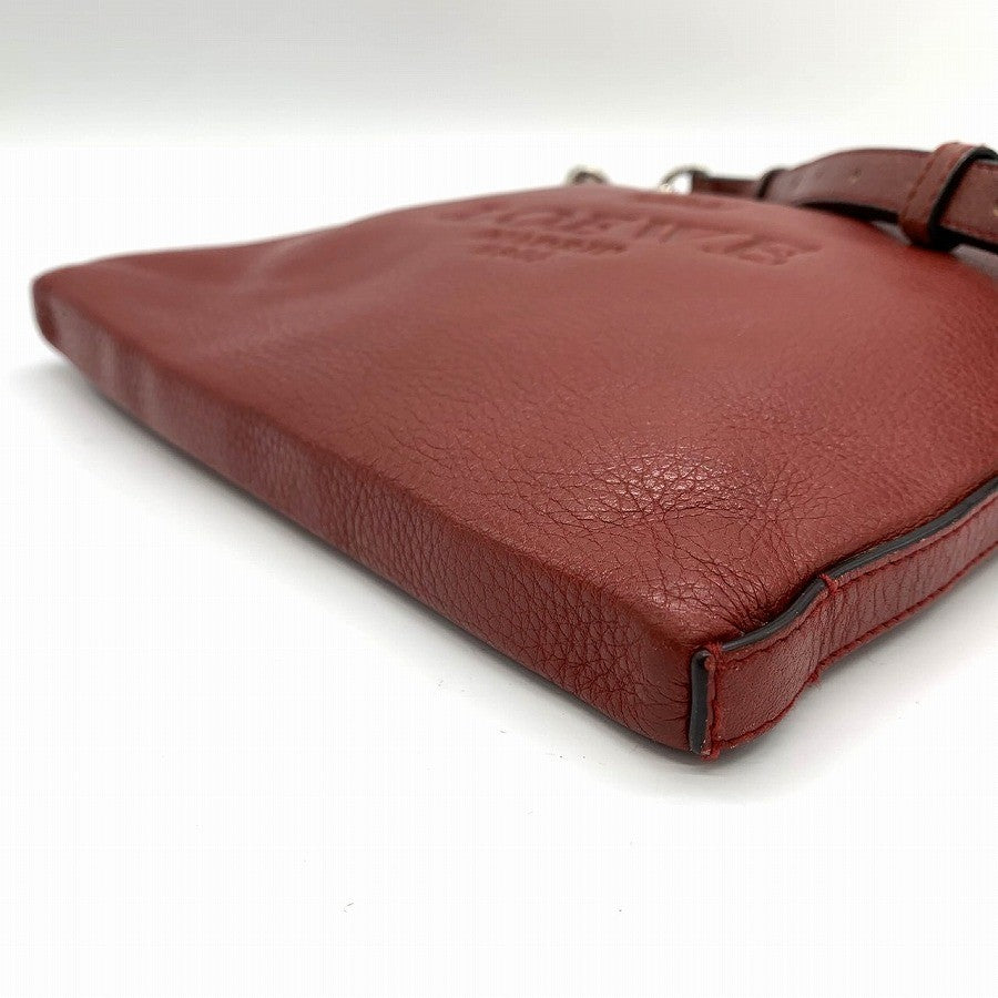 LOEWE Slim Shoulder Bag Heritage Leather Red 061005 PRE-OWNED