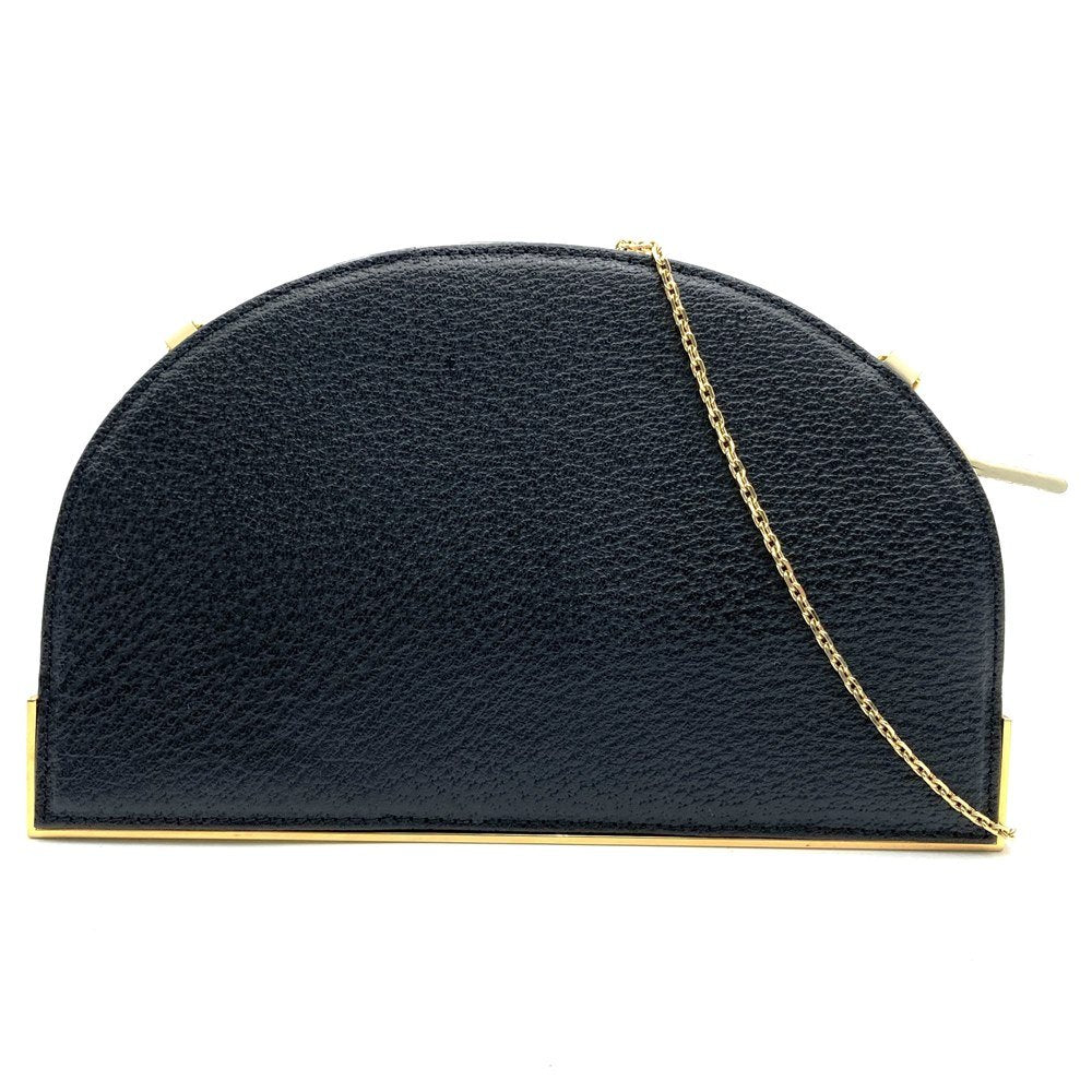 Fendi 2321 26814 Half Moon Mini Chain Crossbody/Shoulder Bag Leather Black/White Pre-owned