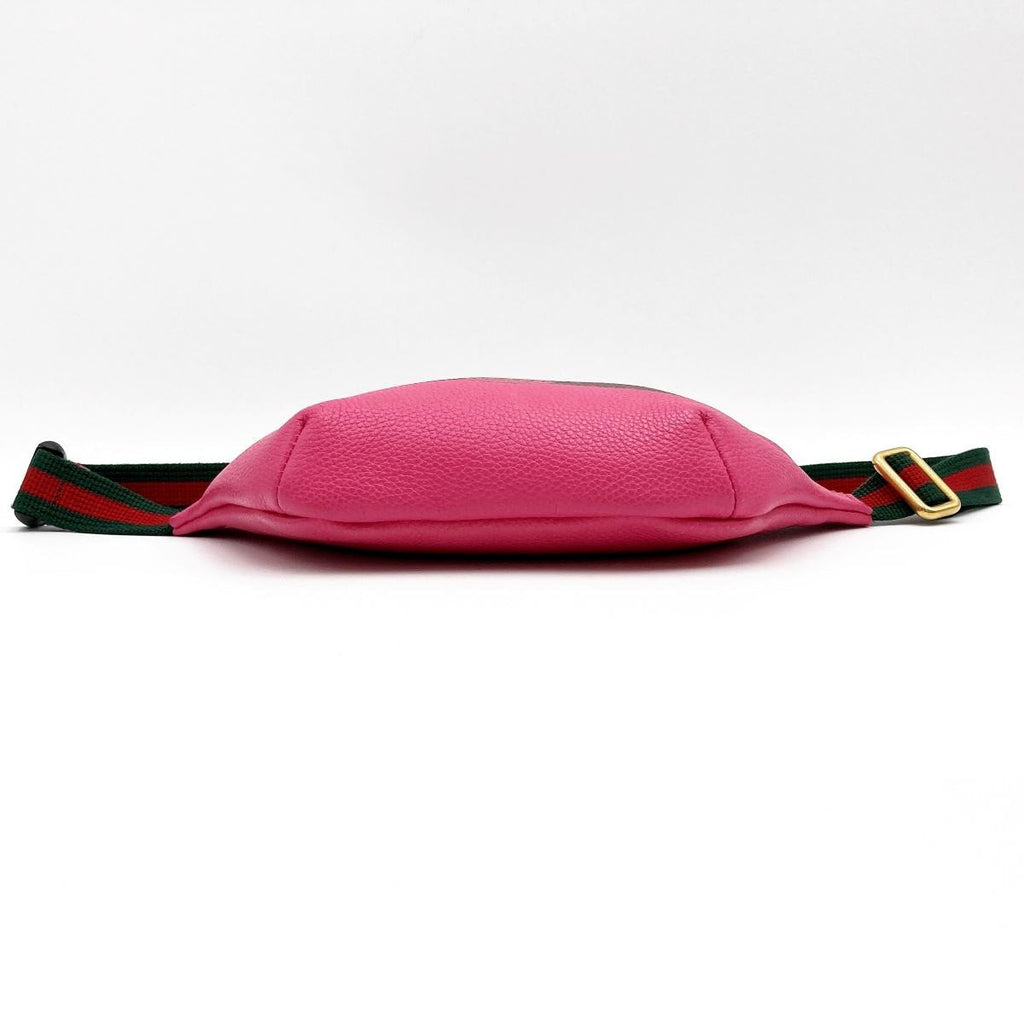 [CLEARANCE]Gucci 527792 Waist Bag, Small Waist Pouch, Logo Print Leather, Pink and Green PRE-OWNED