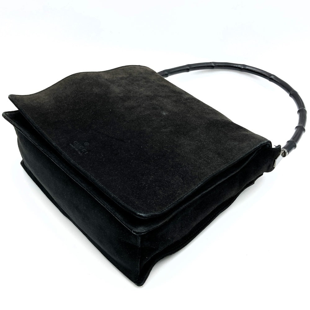 Gucci Bamboo Handbag/Shoulder Bag Suede Black Pre-owned