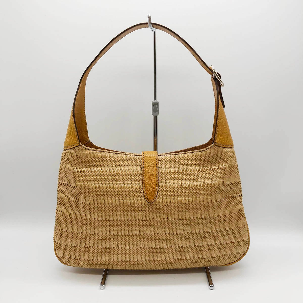 [CLEARANCE]Gucci 140040 New Jackie One-Shoulder Bag, Embroidered Straw Leather, Yellow, Beige, Orange PRE-OWNED