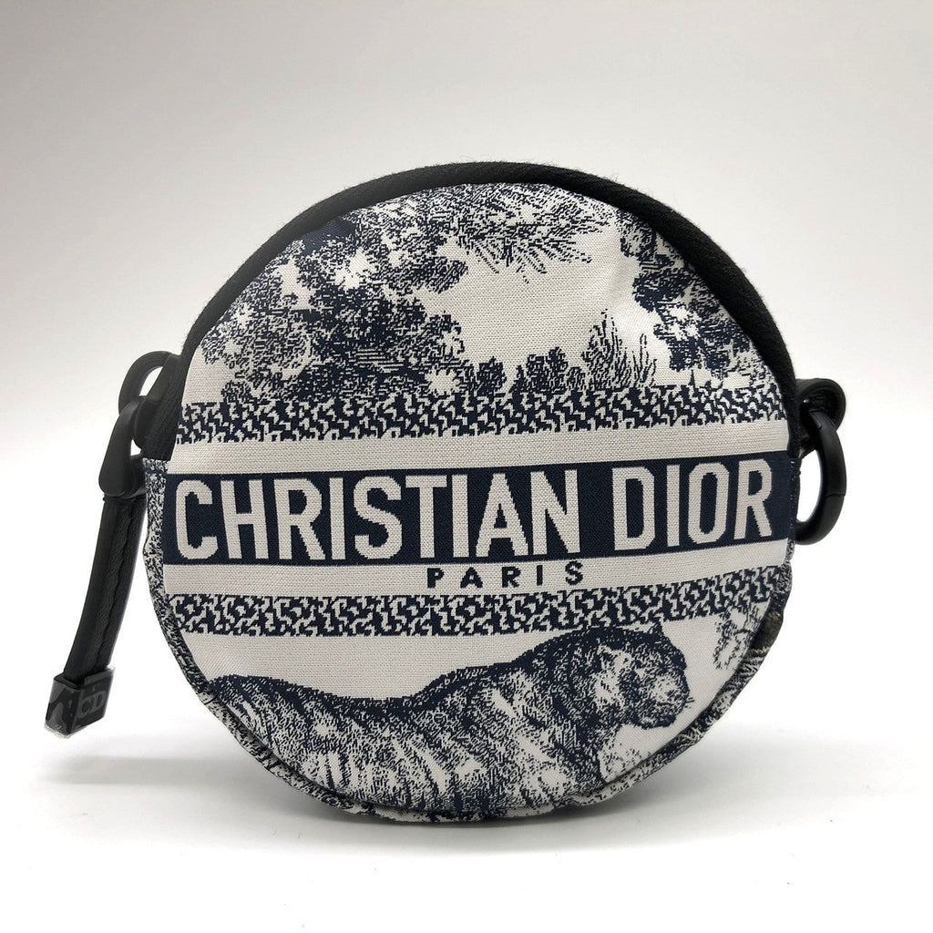 Christian Dior coin case in white/blue with tiger print on fabric PRE-OWNED