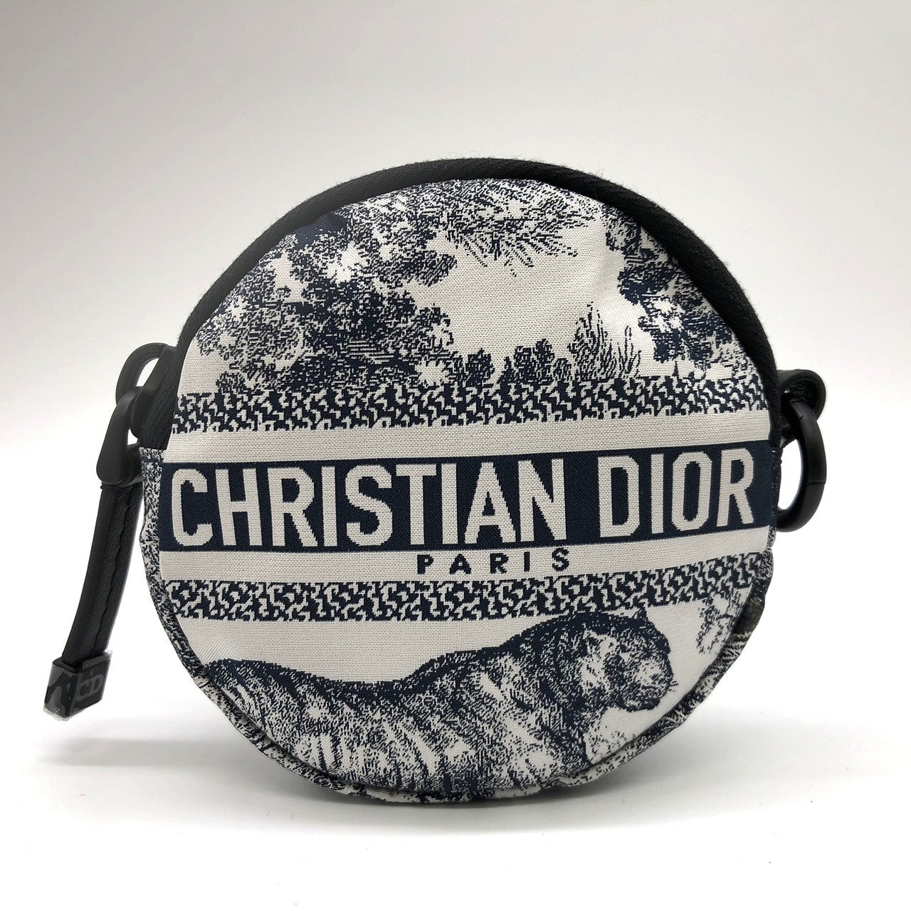 Christian Dior coin case in white/blue with tiger print on fabric PRE-OWNED