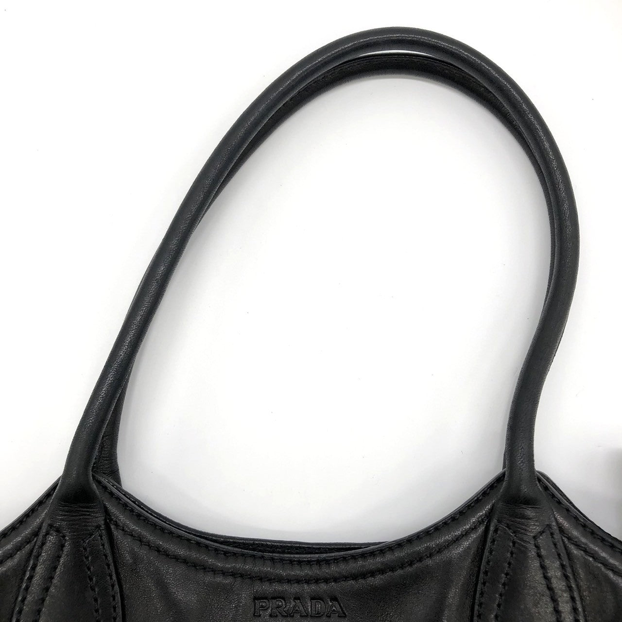 Prada handbag shoulder bag black leather PRE-OWNED