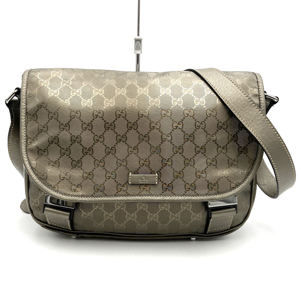 Gucci 201732 GG Imprime Crossbody Shoulder Bag PVC Brown Metallic Pre-owned
